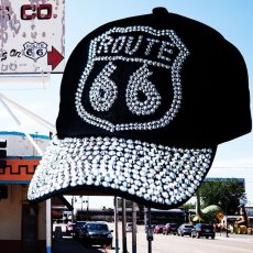 画像1: ルート66 ラインストーン キャップ（ブラック）/Route 66 Rhinestones Cap(Black) (1)