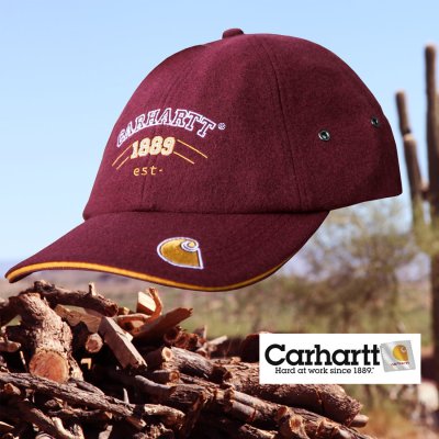 画像1: カーハート ロゴ ウール ワークキャップ（ダークレッド）/Carhartt Wool Work Cap(Dark Red)