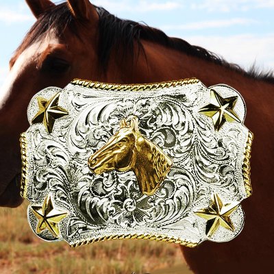 画像1: ノコナ ベルト バックル ホースヘッド・スター・ロープエッジ/Nocona Belt Buckle HorseHead/Star/Rope Edge