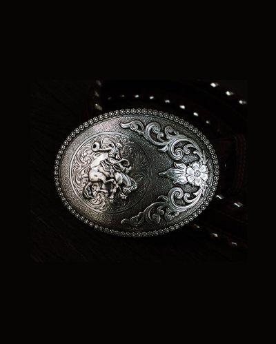 画像1: ノコナ サドルブロンコ ウエスタン ベルト バックル（シルバー）/Nocona Saddle Bronc Belt Buckle(Silver)