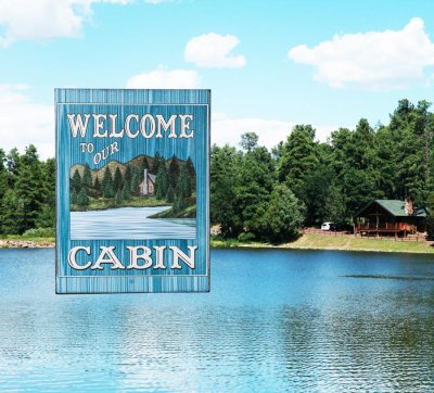 画像2: ログキャビン ティンサイン/Tin Sign WELCOME TO OUR CABIN