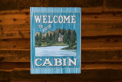 画像1: ログキャビン ティンサイン/Tin Sign WELCOME TO OUR CABIN