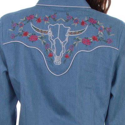 画像3: スカリー ローズ刺繍 デニム ウエスタン シャツ（長袖/デニム）/Scully Long Sleeve Western Shirt(Women's)