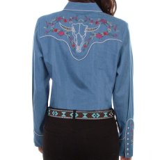 画像4: スカリー ローズ刺繍 デニム ウエスタン シャツ（長袖/デニム）/Scully Long Sleeve Western Shirt(Women's) (4)