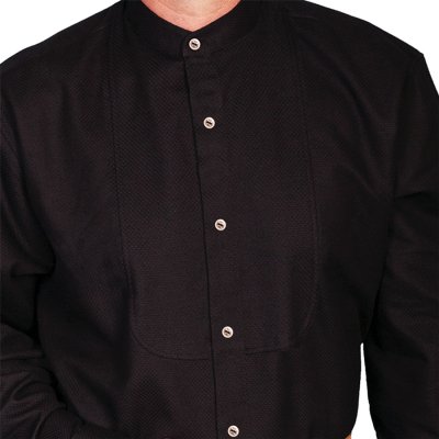 画像2: ワーメーカー バンドカラー インセットビブ オールドウエストシャツ（ブラック）/Wah Maker Band Collar Inset Bib Old West Shirt(Black)