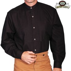画像1: ワーメーカー バンドカラー インセットビブ オールドウエストシャツ（ブラック）/Wah Maker Band Collar Inset Bib Old West Shirt(Black) (1)