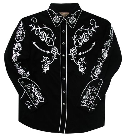 画像2: スカリー ウエスタン 刺繍 シャツ（長袖/ブラック・ホワイト）/Scully Long Sleeve Embroidered Western Shirt