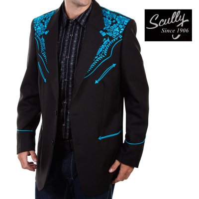 画像3: スカリー フローラル刺繍 ウエスタン ジャケット・ブレザー（ブラック・ターコイズ）44/Scully Floral Embroidery Blazer(Black/Turquoise)