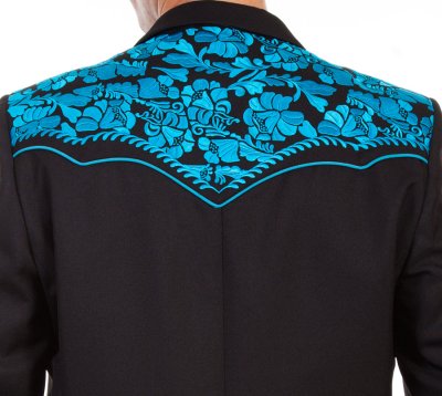 画像2: スカリー フローラル刺繍 ウエスタン ジャケット・ブレザー（ブラック・ターコイズ）44/Scully Floral Embroidery Blazer(Black/Turquoise)