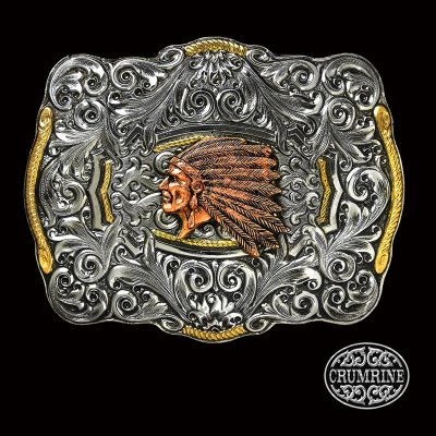 画像1: クラムライン インディアンヘッド ウエスタン ベルト バックル/Crumrine Belt Buckle Indian Head