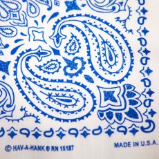 画像2: バンダナ ハバハンク HAV-A-HANK ペイズリー（ホワイト・ブルー）/Bandana Paisley White Blue (2)
