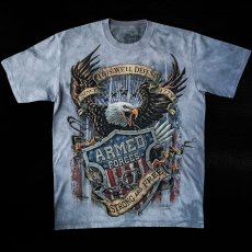 画像1: アメリカンイーグル＆星条旗 ARMED FORCES 半袖Tシャツ（ライトブルー）/American Eagle/U.S.A Shortsleeve T-shirt  (1)