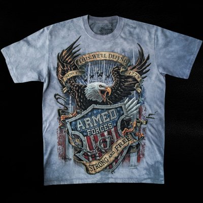 画像1: アメリカンイーグル＆星条旗 ARMED FORCES 半袖Tシャツ（ライトブルー）/American Eagle/U.S.A Shortsleeve T-shirt 