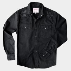 画像1: スナップフロント ウエスタンシャツ（ブラック・ブラックローズ刺繍）/Desperado Long Sleeve Western Shirt(Black/Black Rose) (1)