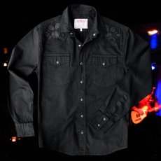 画像4: スナップフロント ウエスタンシャツ（ブラック・ブラックローズ刺繍）/Desperado Long Sleeve Western Shirt(Black/Black Rose) (4)