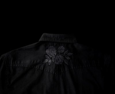 画像2: スナップフロント ウエスタンシャツ（ブラック・ブラックローズ刺繍）/Long Sleeve Western Shirt(Black/Black Rose)