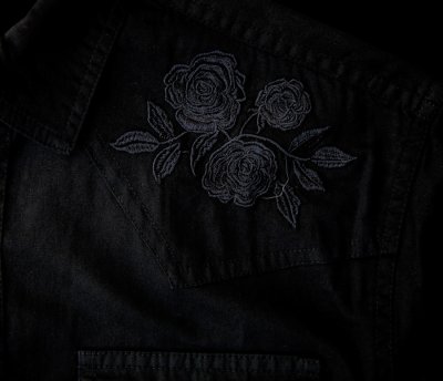 画像3: スナップフロント ウエスタンシャツ（ブラック・ブラックローズ刺繍）/Long Sleeve Western Shirt(Black/Black Rose)