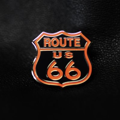 画像1: ルート66  ピンバッジ オレンジ・ブラック/Pin Route 66
