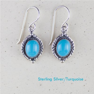 画像1: ターコイズ・スターリングシルバー ピアス/Sterling Silver Turquoise Earrings
