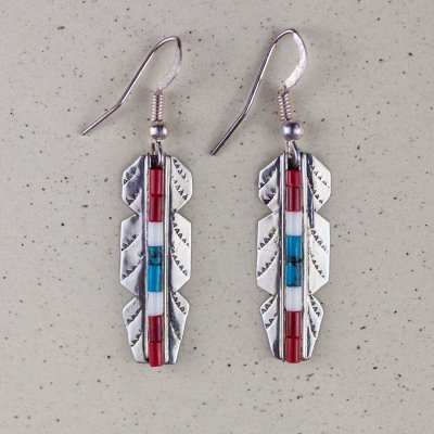 画像1: ナバホ インディアン ハンドメイド スターリングシルバー フェザー ピアス/Navajo Sterling Silver Earrings Feather
