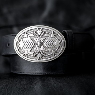 画像1: サウスウエスト レザーベルト（ブラック）/Southwest Leather Belt（Black)