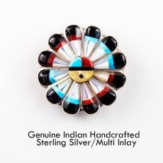 画像1: サンフェイス ペンダント ブローチ・ズニ インディアン インレイ/Zuni Sunface Pendant Brooch (1)
