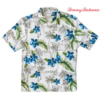 画像1: トミーバハマ シルク ハワイアン シャツ・アロハシャツ（半袖・クリーム）S/Tommy Bahama Short Sleeve Hawaiian Shirt(Cream)