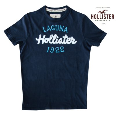 画像1: ホリスター ラグナビーチ アップリケロゴ&刺繍 半袖 Tシャツ ネイビー/Hollister Laguna Beach Short Sleeve T-Shirt (Navy)