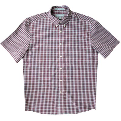 画像1: エバグリーン 半袖 シャツ（バーガンディー・ブルー）/Evergreen Plaid Shortsleeve Shirt