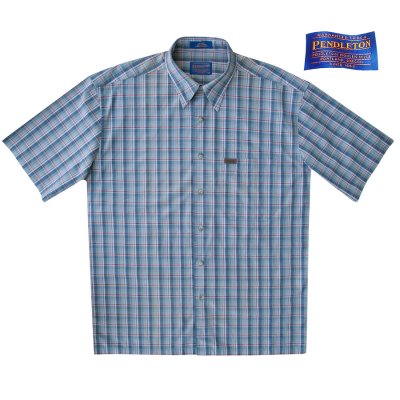 画像1: ペンドルトン 半袖 シャツ（ブループラッド）/Pendleton Plaid Shortsleeve Shirt(Blue)