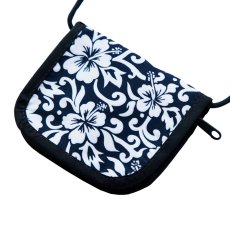 画像1: アロハ ウォレット（ネイビー・ハイビスカス）/Zip Purse(Hibiscus/Navy) (1)