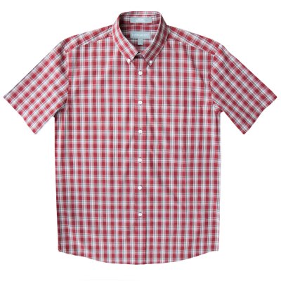 画像1: エバグリーン 半袖 シャツ（バーガンディー）/Evergreen Plaid Shortsleeve Shirt