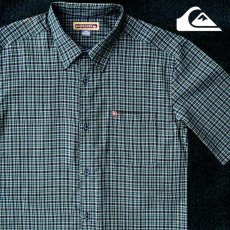 画像1: クイックシルバー 半袖 シャツ（グリーン・ブルー）/Quiksilver Tencel Plaid Shortsleeve Shirt(Green/Blue) (1)