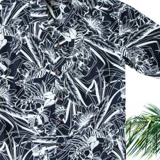 画像1: アロハシャツ フラワー(ブラック・ホワイト)/Aloha shirt (1)