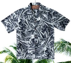画像2: アロハシャツ フラワー(ブラック・ホワイト)/Aloha shirt (2)