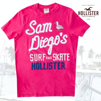 画像1: ホリスター 半袖 Tシャツ ピンクL/Hollister Short Sleeve T-Shirt Sam Diego's SURF AND SKATE HOLLISTER
