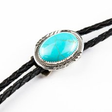 画像2: ターコイズ&シルバー ボロタイ ネイティブアメリカン ナバホ族 ハンドメイド/Navajo Turquoise&Sterling Silver Bolo Tie (2)