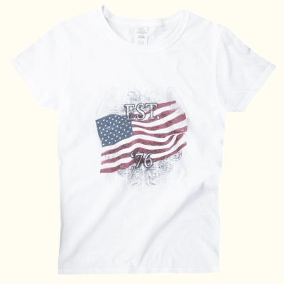 画像1: アメリカンフラッグ 半袖Tシャツ（ホワイト）S/American Flag Short Sleeve T-shirt(Women's)