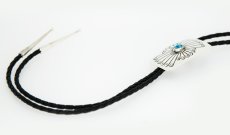 画像2: ネイティブアメリカン ナバホ族 シルバー&ターコイズ ハンドメイド ボロタイ/Navajo Sterling Silver&Turquoise Bolo Tie (2)