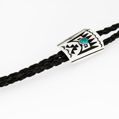 画像2: ネイティブアメリカン ナバホ族 シルバー&ターコイズ ハンドメイド ボロタイ/Navajo Sterling Silver&Turquoise Bolo Tie