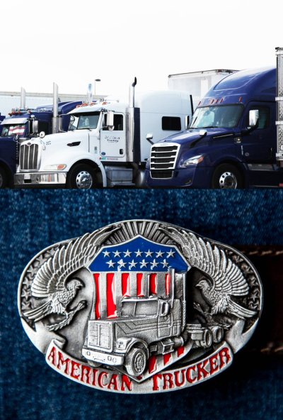 画像1: アメリカン トラッカー ベルト バックル/Belt Buckle American Trucker