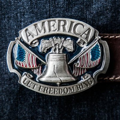 画像1: ベルト バックル アメリカ（ネイビー）/Belt Buckle AMERICA LET FREEDOM RING(Navy)