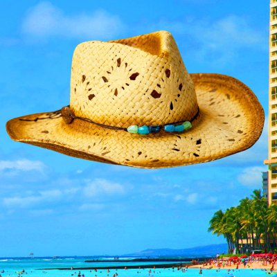 画像1: ストローハット（ナチュラル・マリンブルー）ハットサイズ調整テープつき/Western Straw Hat(Natural/Blue)