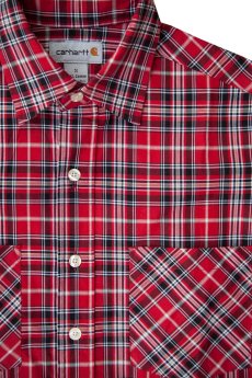 画像2: カーハート 半袖シャツ（クリムゾン・ブラック）S/Carhartt Plaid Shortsleeve Shirt(Crimson/Black) (2)