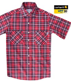 画像3: カーハート 半袖シャツ（クリムゾン・ブラック）S/Carhartt Plaid Shortsleeve Shirt(Crimson/Black) (3)