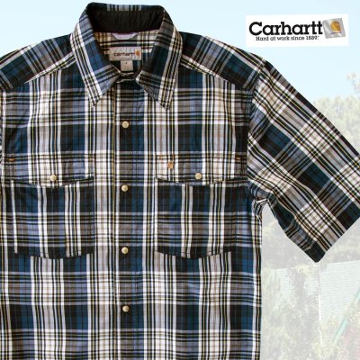 画像2: カーハート 半袖 スナップフロント シャツ（ブルー）S/Carhartt Short Sleeve Shirt