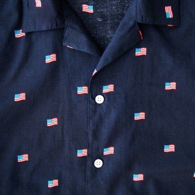 画像2: 星条旗 アロハシャツ（ネイビー）S/Short Sleeve Hawaiian Shirt(Navy)