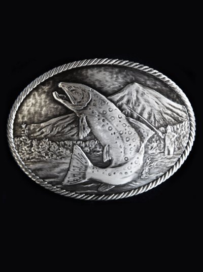 画像2: モンタナシルバースミス アウトドア ベルト バックル ワイルド トラウト/Montana Silversmiths Wild Trout Carved Belt Buckle