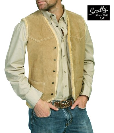 画像1: スカリー スナップフロント ボアスエード ベスト（タバコ）S/Scully Boar Suede Leather Vest(Tobacco)