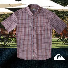 画像1: クイックシルバー 半袖 シャツ（バーガンディー・ブルー・ホワイト）/Quiksilver Tencel Plaid Shortsleeve Shirt(Burgundy/Blue/White) (1)